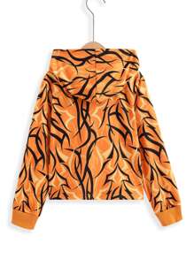 Tween Girl Allover Print Sweatshirt - Orange - View 2