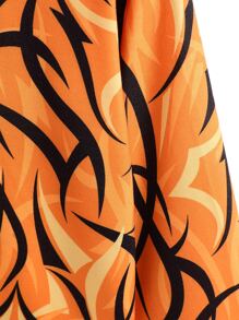 Tween Girl Allover Print Sweatshirt - Orange - View 3