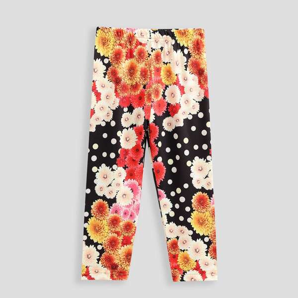 

Toddler Girls Polka Dot Floral Print Leggings, Multicolor