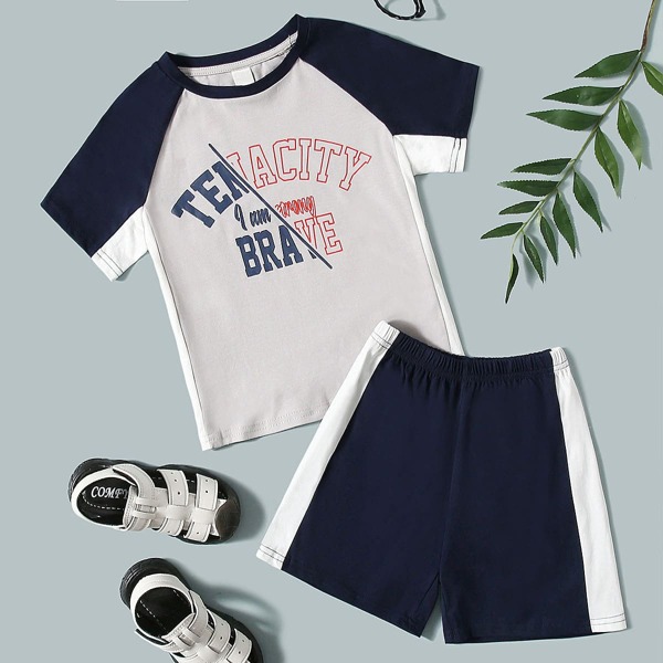 

Toddler Boys Letter Graphic Tee & Side Panel Shorts Set, Multicolor