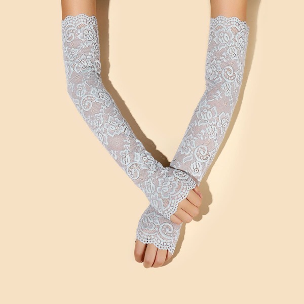 

Flower Detail Arm Sleeves, Grey