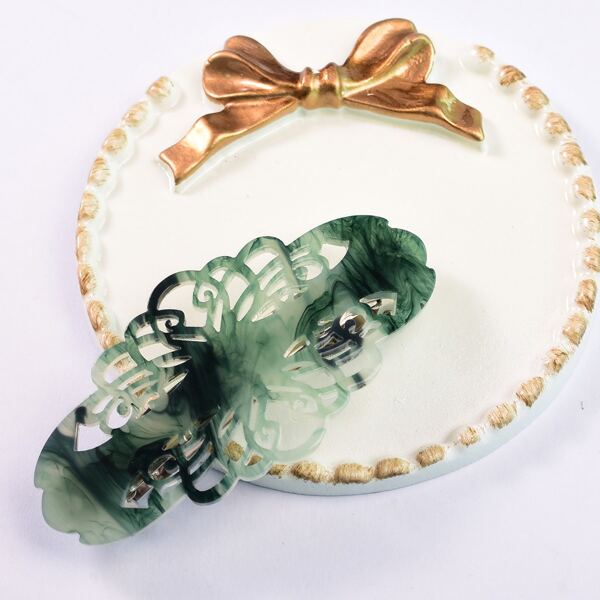 

Hollow Out Hair Clip, Green