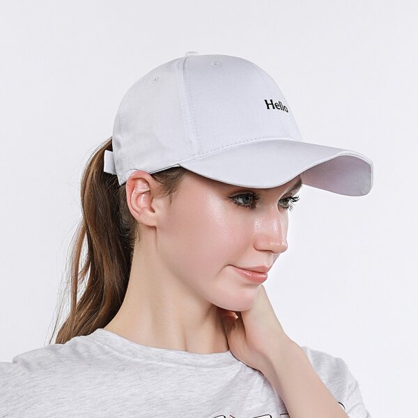 

Letter Embroidered Baseball Cap, White