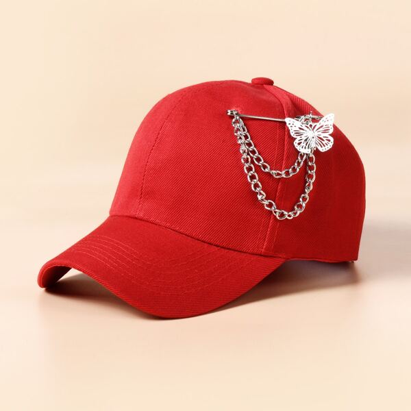 

Men Butterfly Decor Baseball Cap, Red