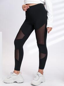 SHEIN LUNE Leggings de talle alto de malla - Negro - Ver 4