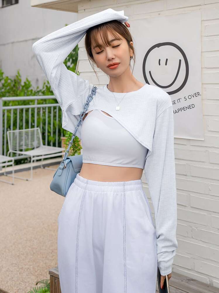 DAZY アシンメトリー スーパークロップド丈 Tシャツ | SHEIN JAPAN