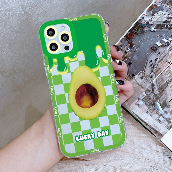 

Fruit Painted Checkered Phone Case, Multicolor