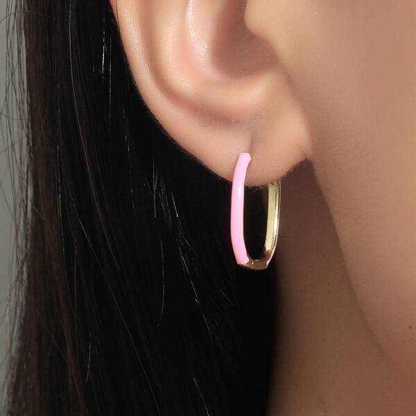 

18K Gold Plated Minimalist Hoop Earrings, Multicolor
