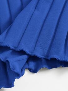 SHEIN EZwear Lettuce Trim Rib-knit Tank Top - Royal Blue - View 3