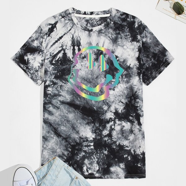 

Men Tie Dye & Graphic Tee, Black and white