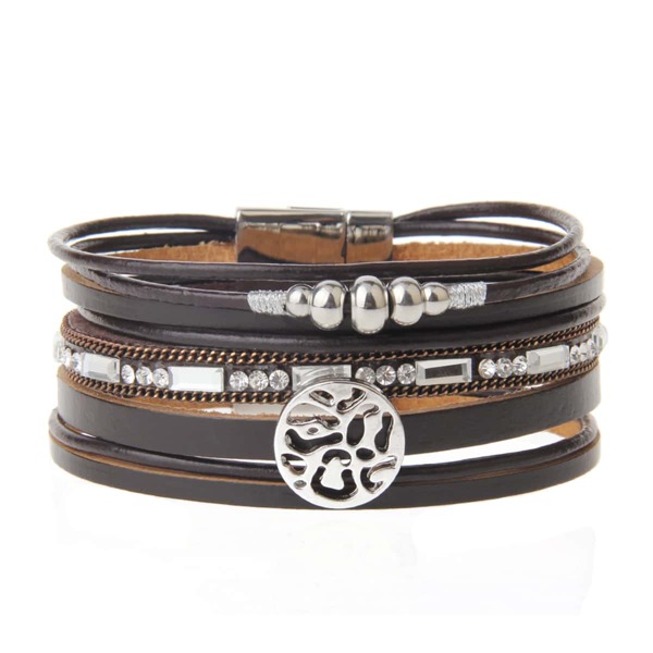 

Rhinestone Detail Layered Bracelet, Brown