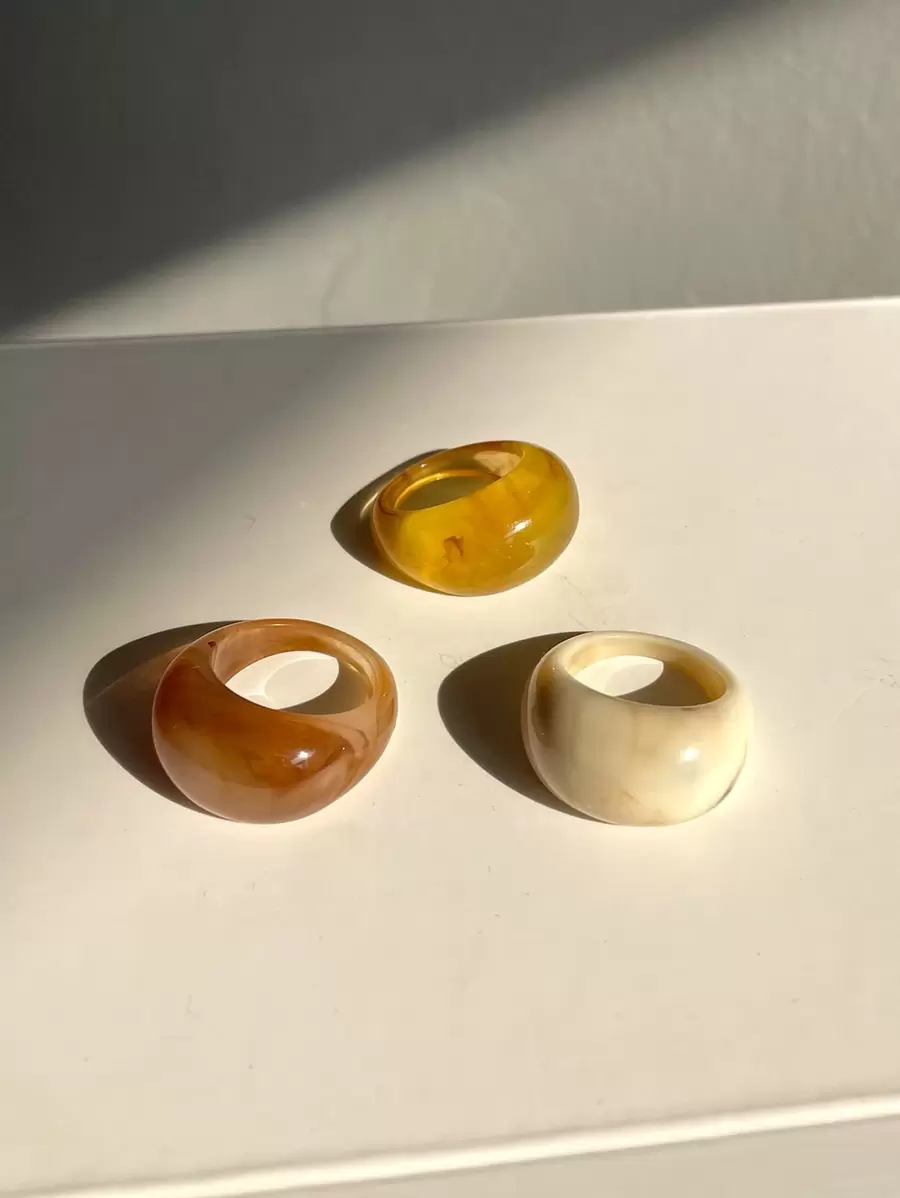 3pcs Minimalist Chunky Ring - Multicolor - View 1