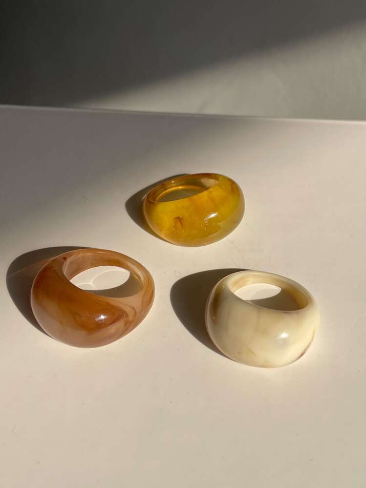 3pcs Minimalist Chunky Ring - Multicolor - View 2