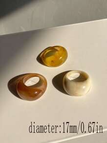 3pcs Minimalist Chunky Ring - Multicolor - View 3