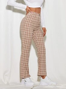 SHEIN Unity Quần Nút Túi Dây kéo Sọc ca rô Sẵn sàng - Nhiều màu - Xem 3