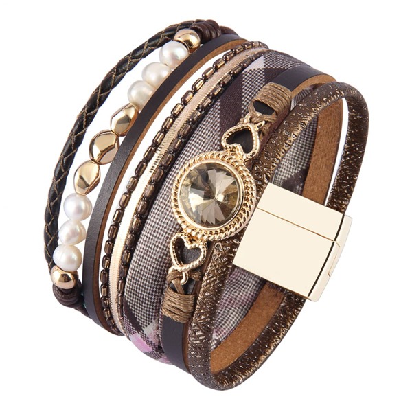 

Heart Decor Magnetic Bracelet, Brown