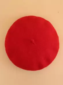 Cute Simple Solid Beret - Red - View 2