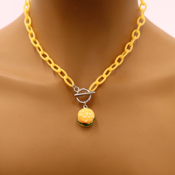 

Hamburger Charm Necklace, Yellow