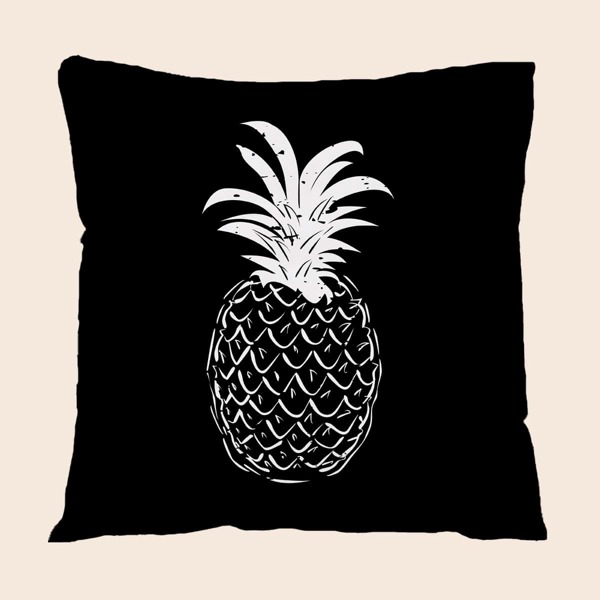 

Pineapple Print Cushion Cover Without Filler, Black and white
