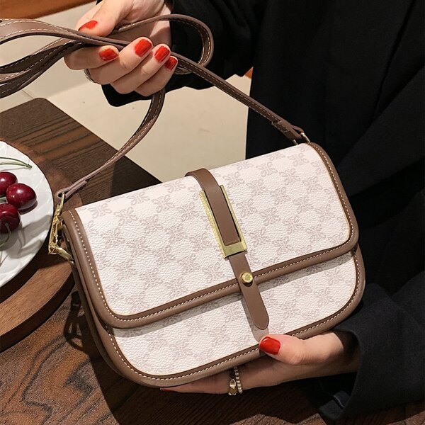 

Geo Graphic Flap Saddle Bag, White