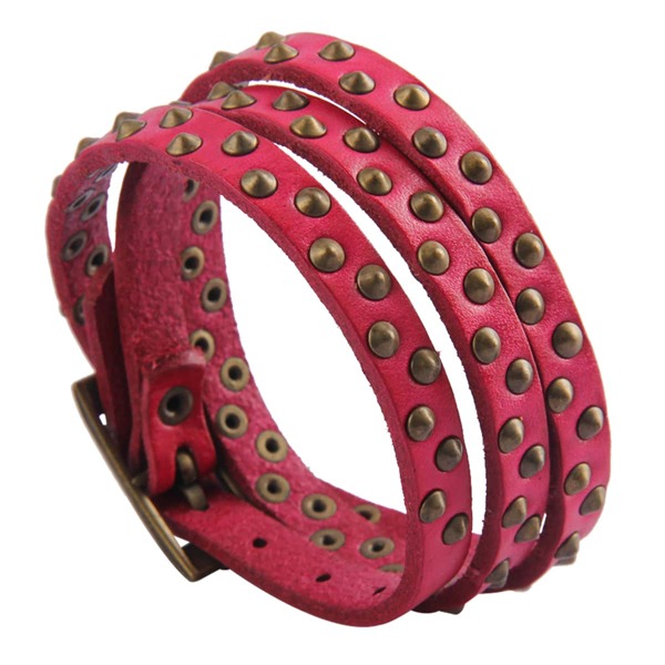 

Rivet Decor Bracelet, Hot pink