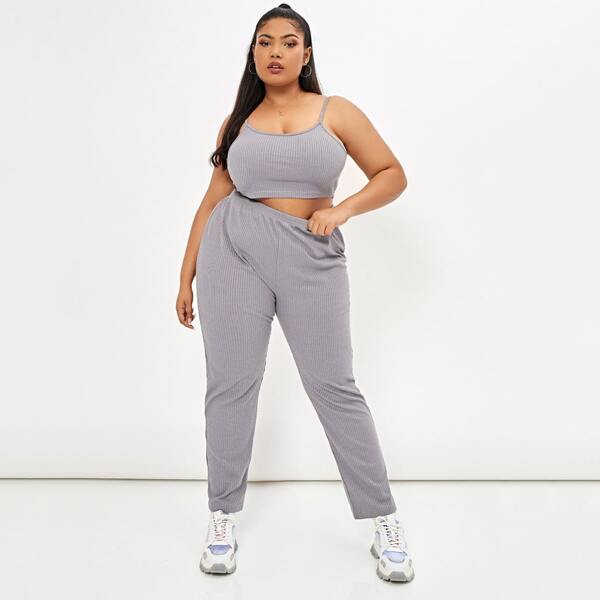 

размера плюс Майка & Брюки Пижама, Серый