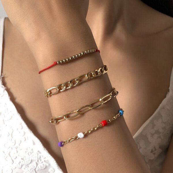 

4pcs Minimalist Bracelet, Gold