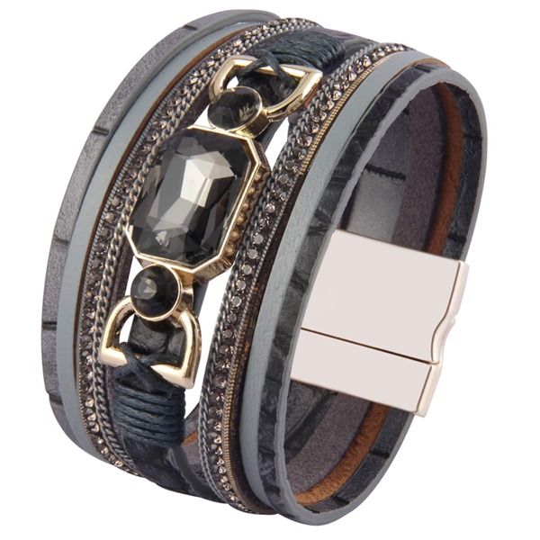 

Geometric Decor Layered Bracelet, Grey
