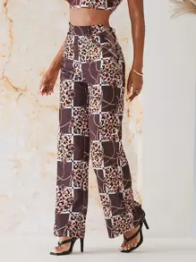 SHEIN VCAY Quần Chuỗi Ren lên Tất cả trên in Boho - Cà phê nâu - Xem 6