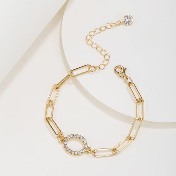 

Rhinestone Oval Decor Bracelet, Gold
