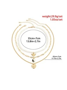 3 chiếc vòng cổ quyến rũ âm dương trang trí - Vàng - Xem 5