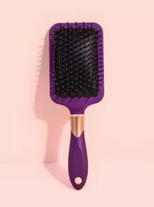 紫色防滑墊髮刷1入組大號塑料經典長方形/方形按摩頭皮髮刷/髮梳適合所有髮質乾濕兩用 - 紫色 - 查看 2