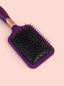 紫色防滑墊髮刷1入組大號塑料經典長方形/方形按摩頭皮髮刷/髮梳適合所有髮質乾濕兩用 - 紫色 - 查看 4