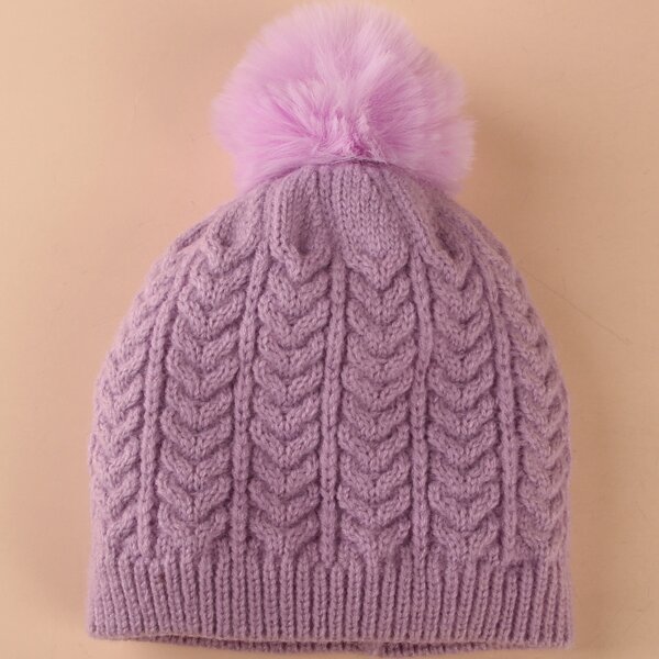 

Toddler Kids Pom Pom Beanie, Purple