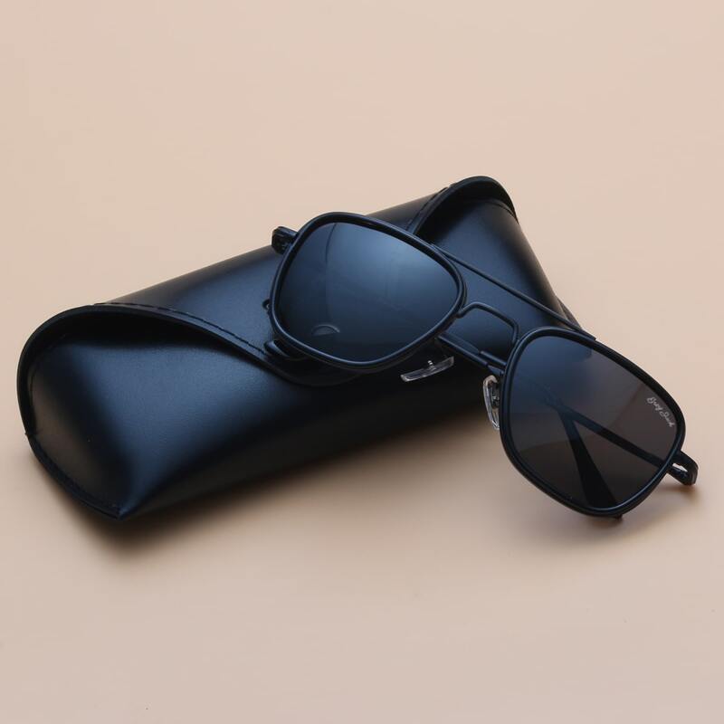 

Guys Square Frame Polarized Sunglasses, Black