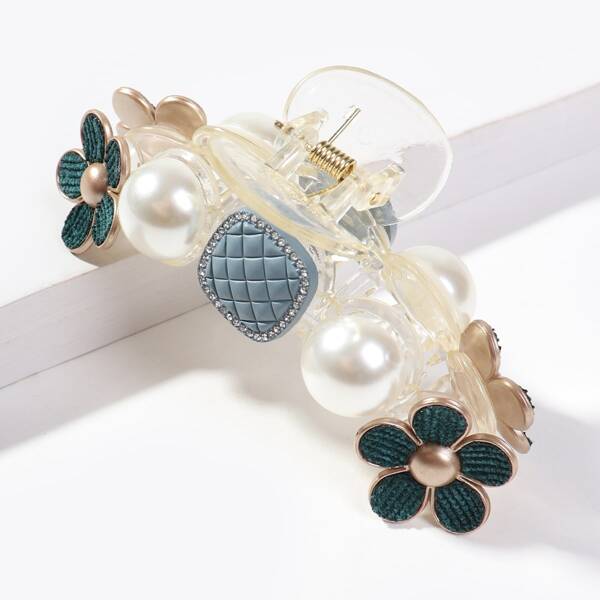 

Faux Pearl & Flower Decor Hair Claw, Multicolor
