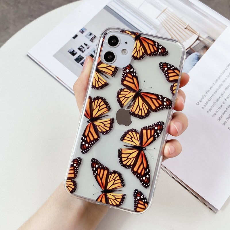 

Butterfly Print Phone Case, Orange