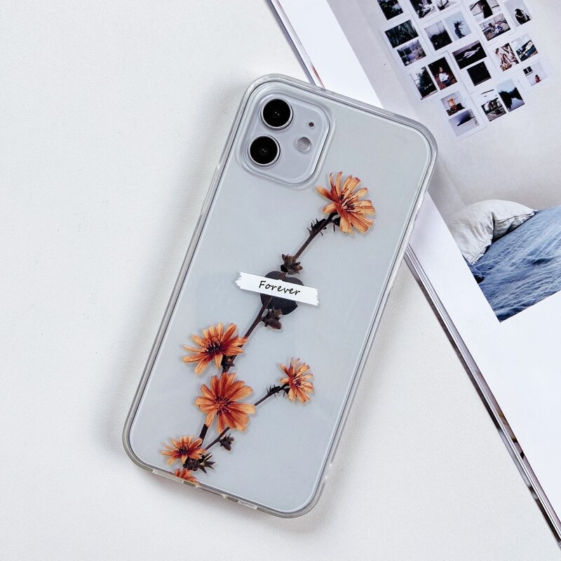 

Floral Transparent Phone Case, Brown