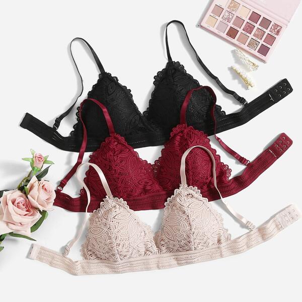 

3pack Floral Lace Bralette Set, Multicolor