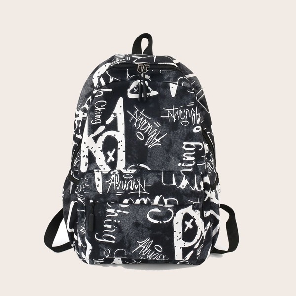 

Letter Graphic Classic Backpack, Black