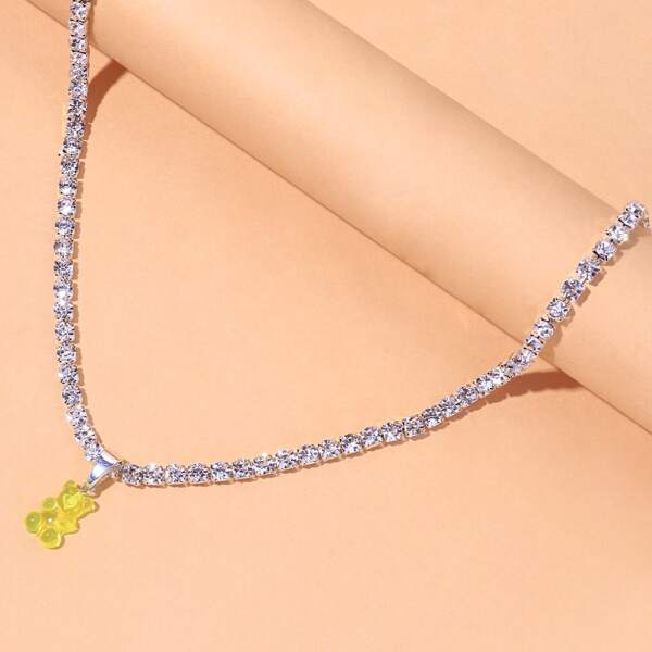 

Bear Charm Necklace, Multicolor