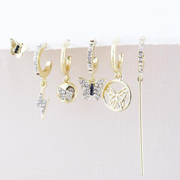 

6pcs Butterfly Decor Earring, Multicolor