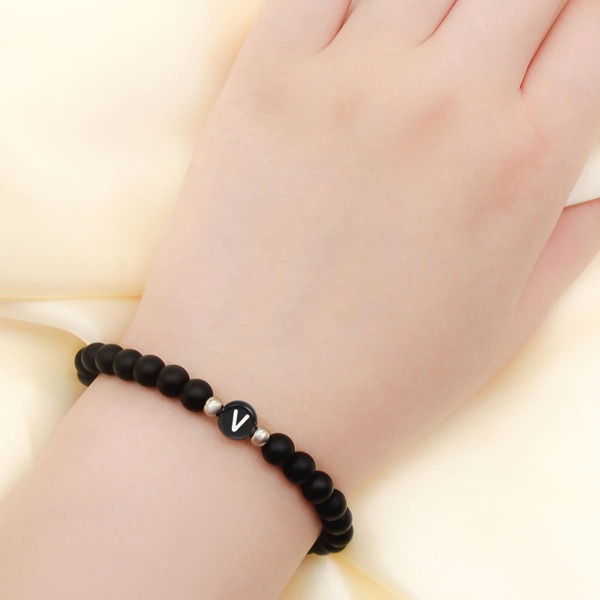 

Letter Graphic Beaded Bracelet, Black