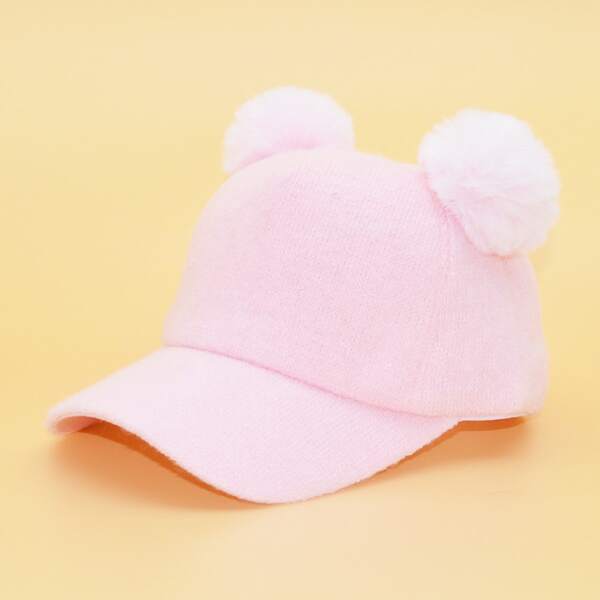 

Toddler Girls Pom Pom Decor Baseball Cap, Pink