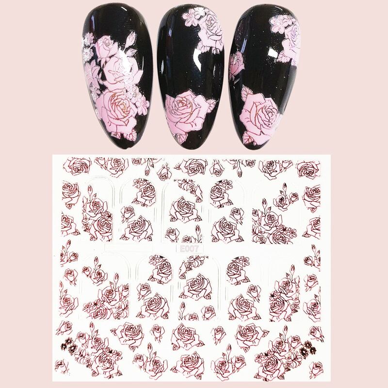 

1sheet Flower Pattern Nail Sticker, Multicolor