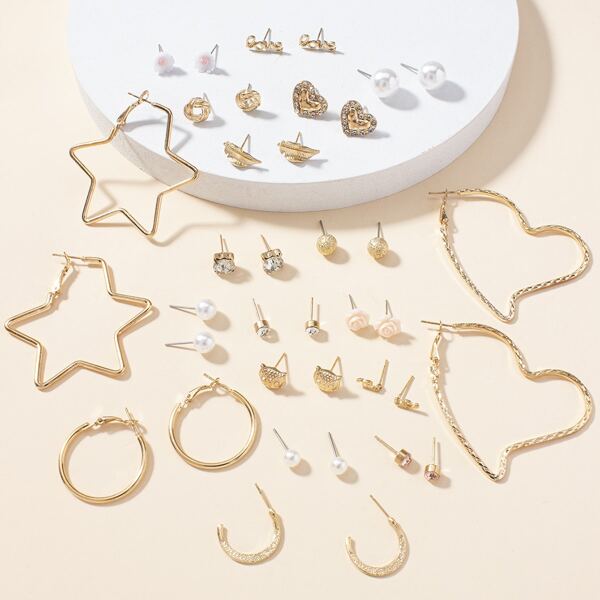 

20pairs Rhinestone Decor Earrings, Multicolor