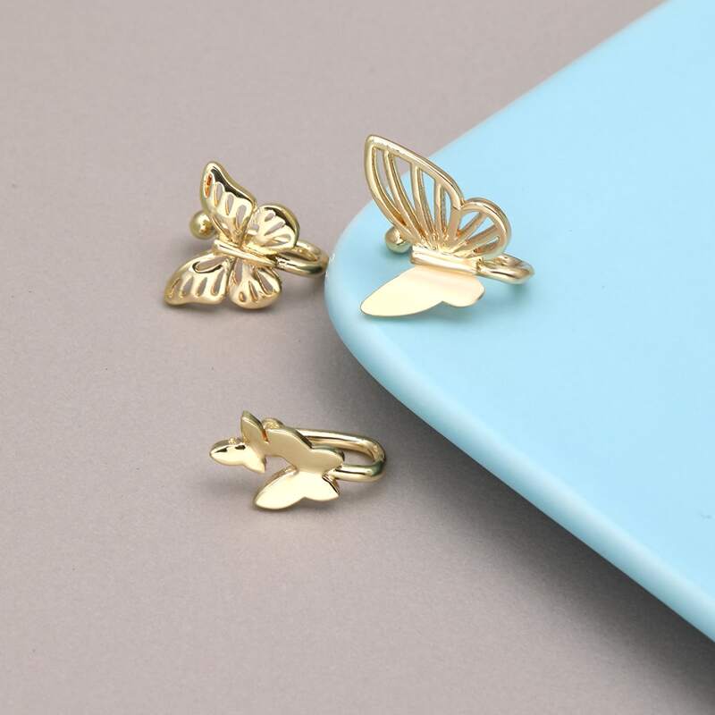 

3pcs Butterfly Design Nose Ring, Gold