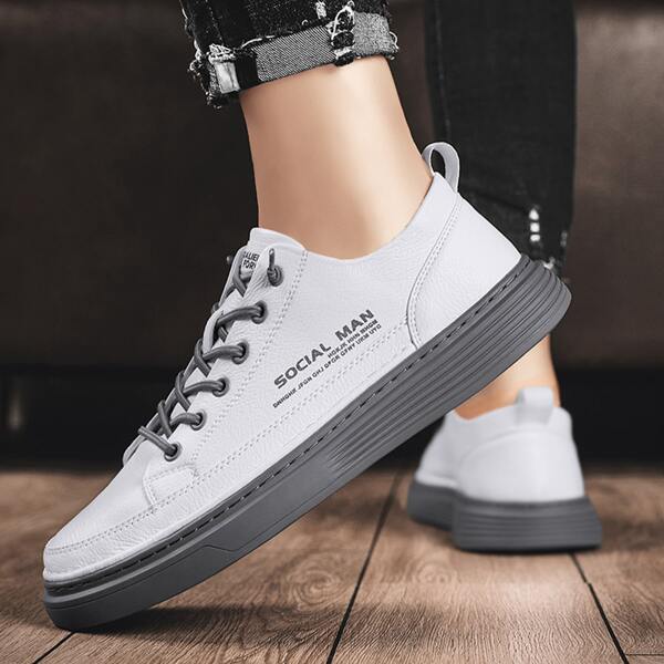 

Men Letter Graphic Lace-up Front Skate Shoes, Grey