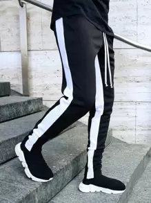 Manfinity Homme Men Contrast Panel Drawstring Sweatpants