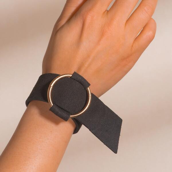 

Ring Decor Wide Bracelet, Black